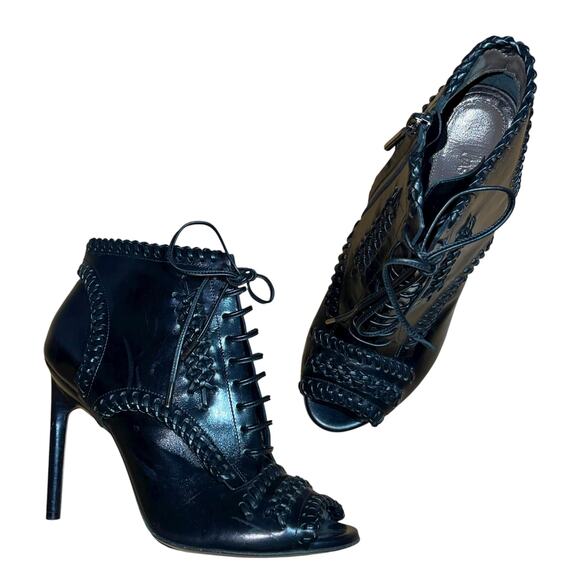 Jason Wu Boots Leather Ankle Bootie Lace Up Whip Stitch Made in Italy - Picture 5 of 11